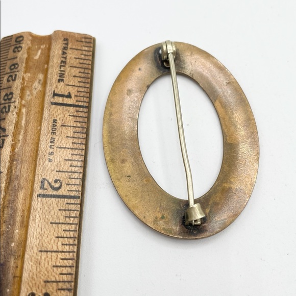 Antique Guilloche enamel flower sash pin brooch - Picture 5 of 5